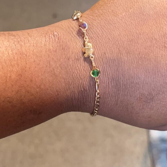 Neiman Marcus 18K Gold Plated Multicolor Elephant Bracelet - Picture 2 of 6